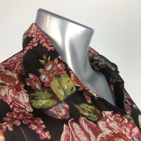 CAbi Silk Rose Blouse Sz Medium - Picture 3 of 5
